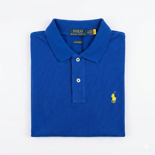 REMERA ESTILO POLO -  AZUL ELECTRICO - LOGO TRADICIONAL RL