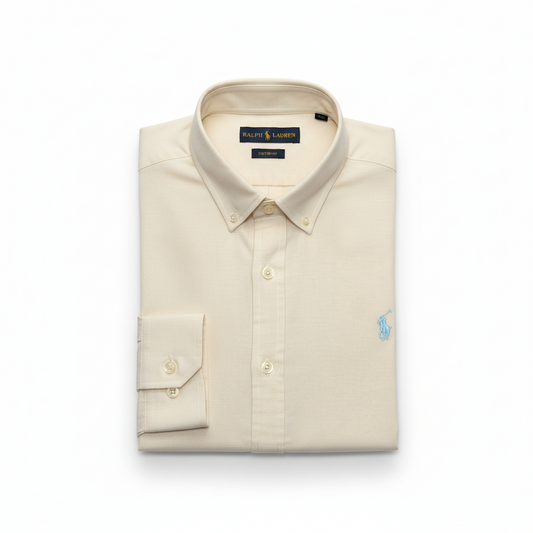 CAMISA TRICOLINI - BEIGE CLARO - LOGO COLORIDO CELESTE RL
