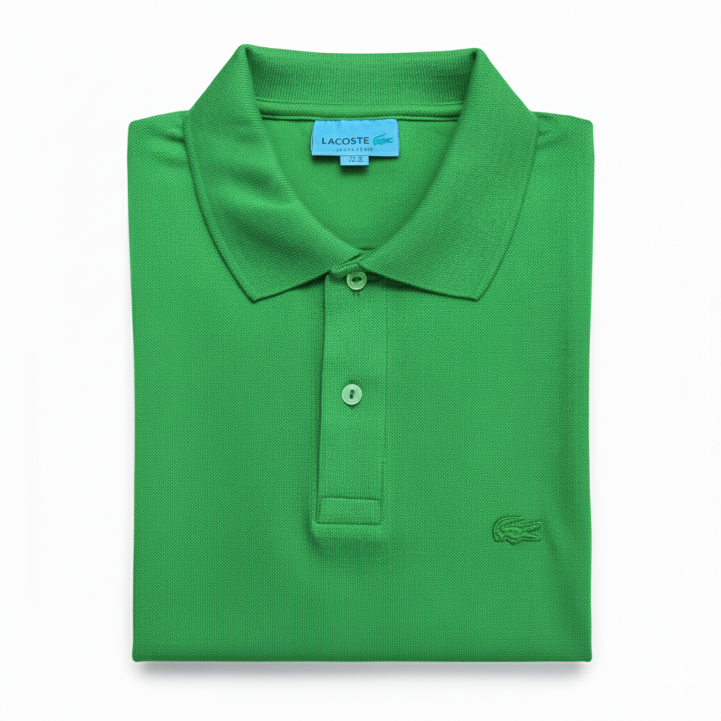 REMERA ESTILO POLO - VERDE MANZANA - LOGO BORDADO LC