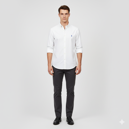 CAMISA OXFORD - BLANCO - LOGO COLORIDO AZUL RL
