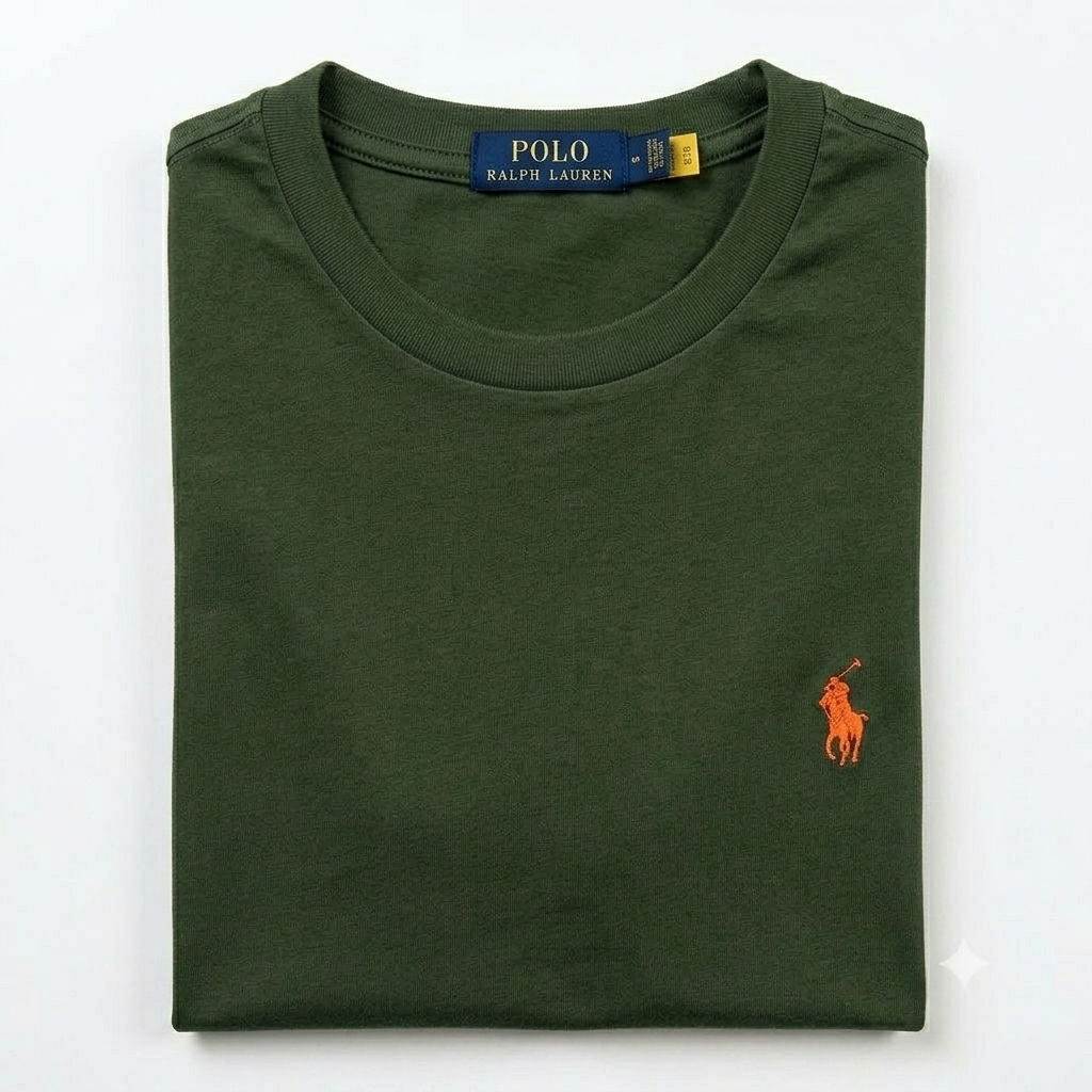 REMERA BASICA CLASICA - VERDE MATE - LOGO TRADICIONAL - RL MON