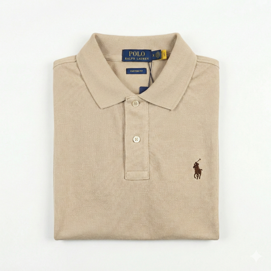 REMERA ESTILO POLO - BEIGE CLARO - LOGO TRADICIONAL RL