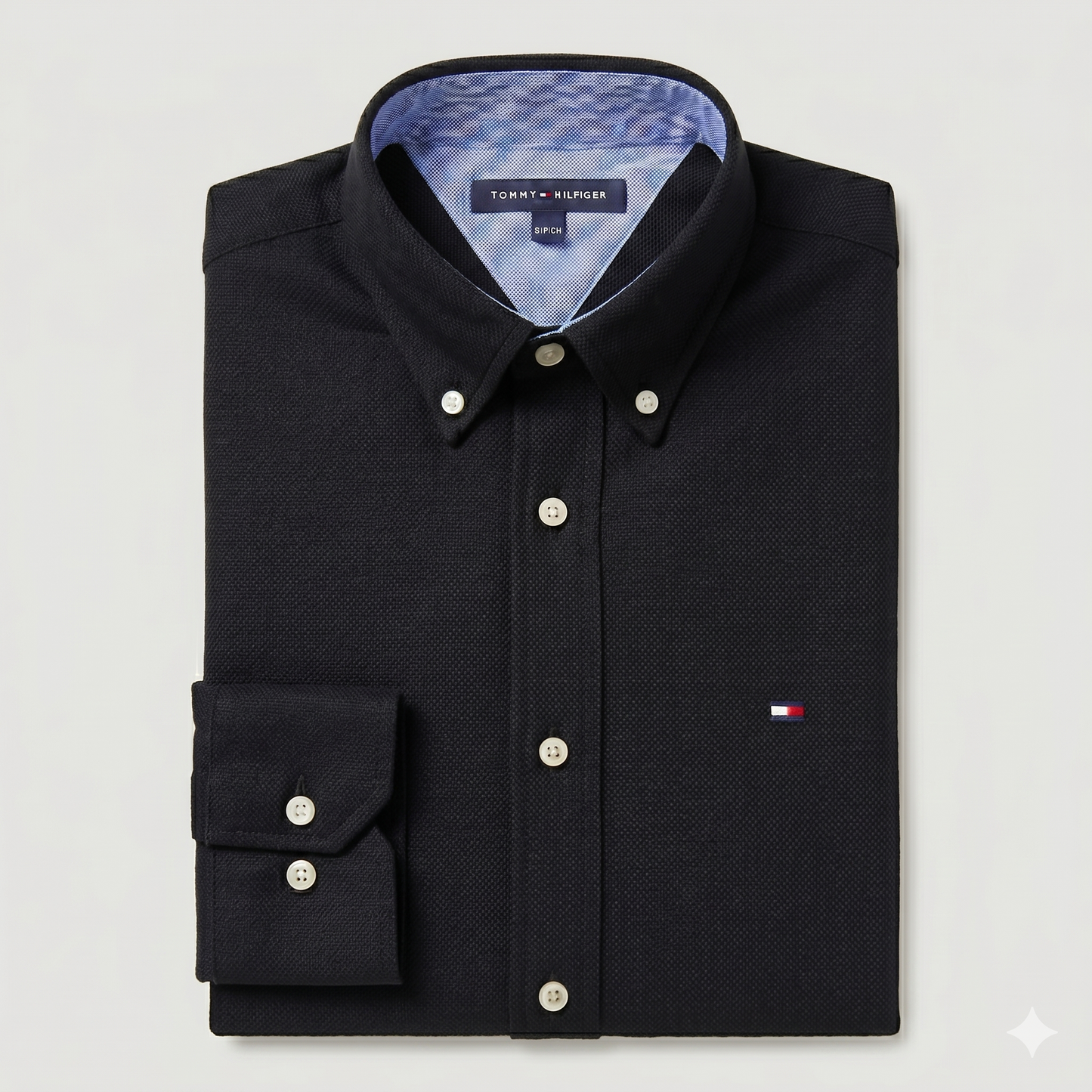 CAMISA OXFORD -  NEGRO - LOGO COLORIDO TRADICIONAL TH