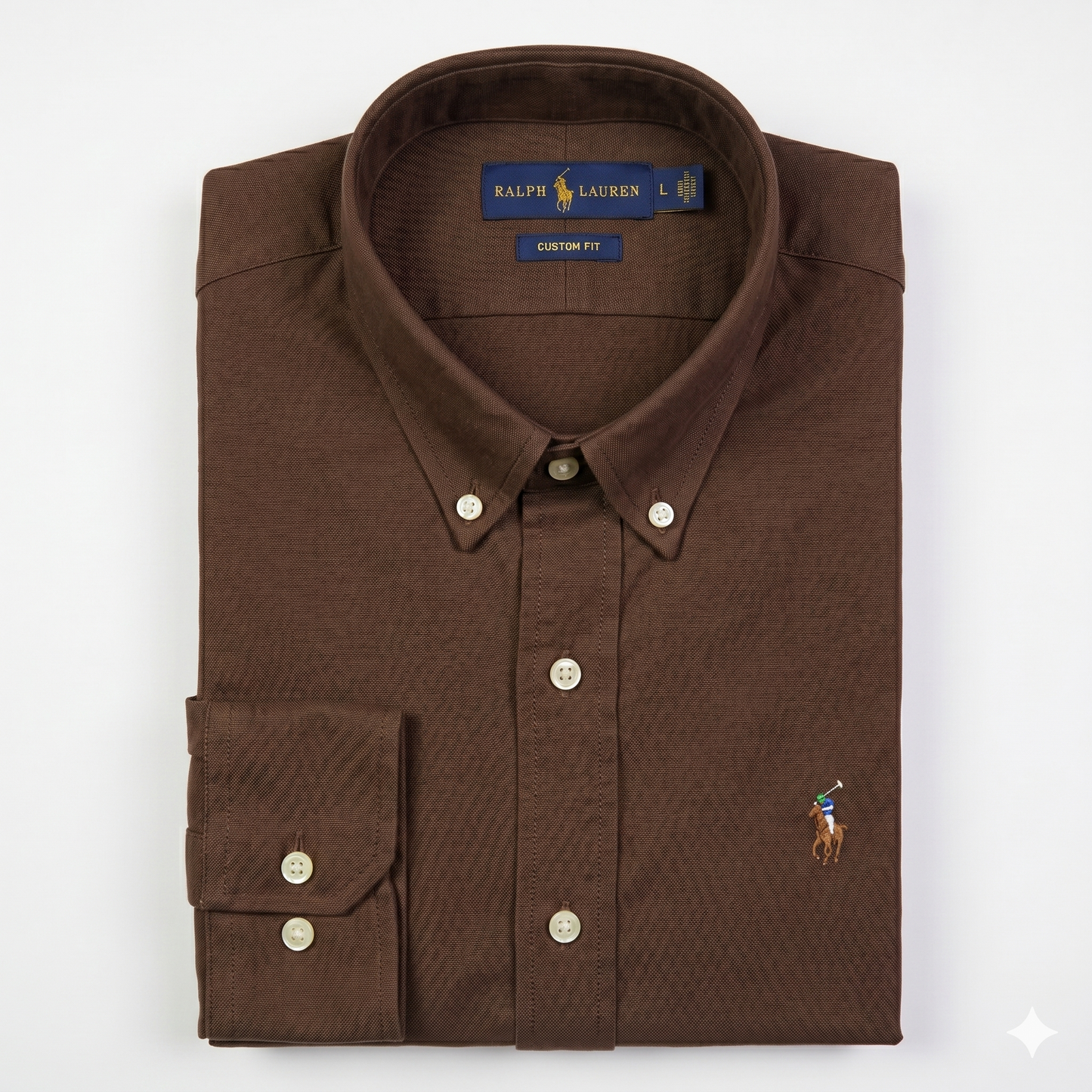 CAMISA OXFORD - MARRON - LOGO COLORIDO TRADICIONAL RL