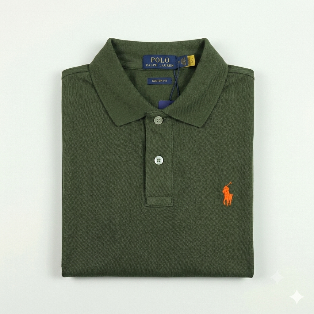 REMERA ESTILO POLO - VERDE MUSGO - LOGO MON RL