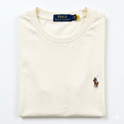 REMERA BASICA CLASICA - BLANCO PERLA - LOGO TRADICIONAL - RL