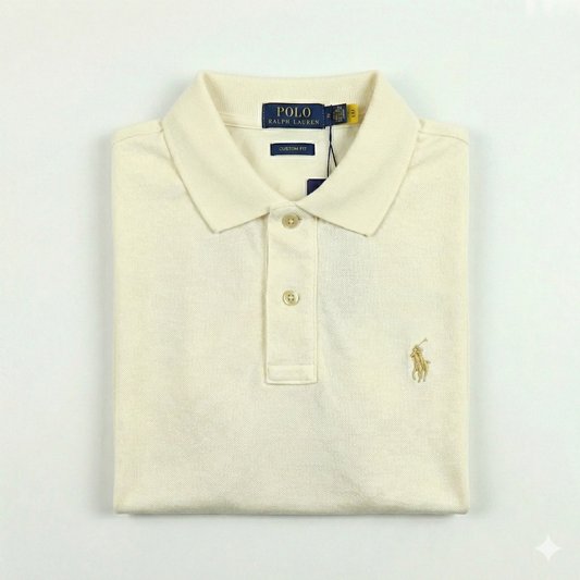 REMERA ESTILO POLO - BLANCO CREMA - LOGO TRADICIONAL RL