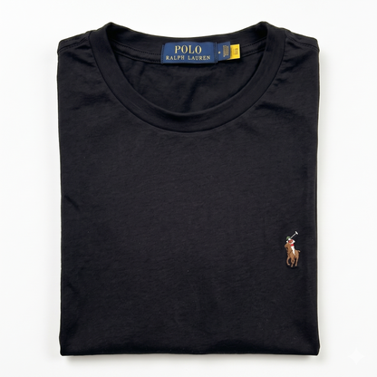 REMERA BASICA CLASICA - NEGRO - LOGO TRADICIONAL - RL