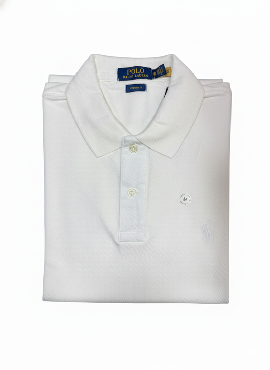 REMERA ESTILO POLO - BLANCO CREMA - LOGO TRADICIONAL RL D1