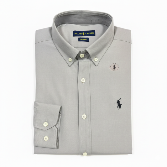 CAMISA OXFORD GRANULADO - BIEGE OSCURO - LOGO COLORIDO NEGRO RL