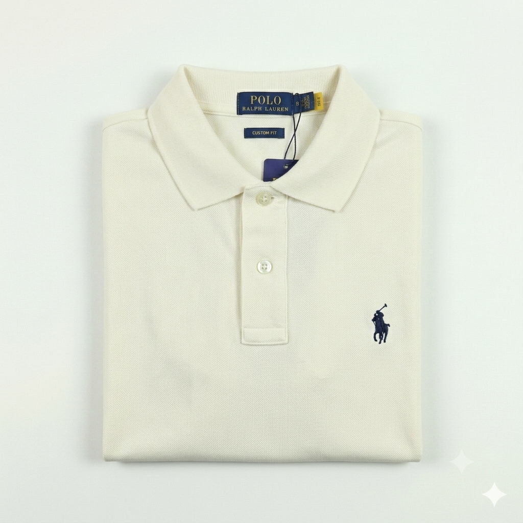 REMERA ESTILO POLO - BLANCO CREMA - LOGO MON RL