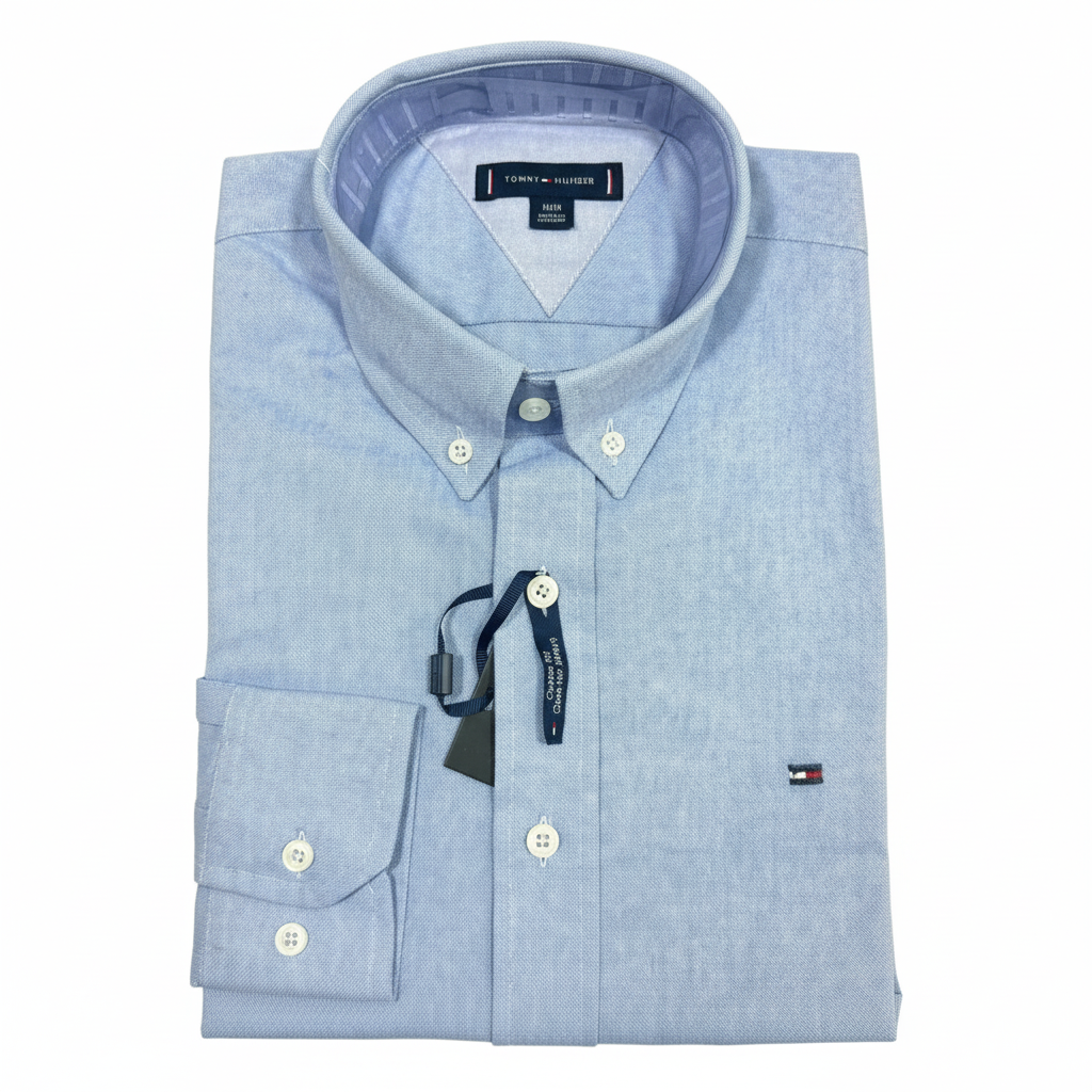 CAMISA OXFORD -  CELESTE - LOGO COLORIDO TRADICIONAL TH