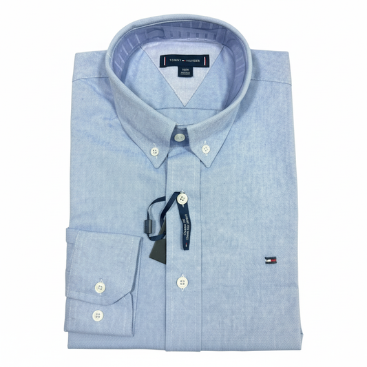 CAMISA OXFORD -  CELESTE - LOGO COLORIDO TRADICIONAL TH