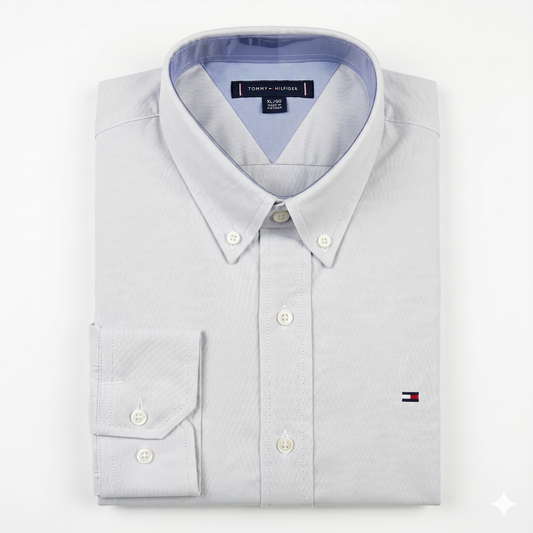 CAMISA OXFORD -  BLANCO HIELO - LOGO COLORIDO TRADICIONAL TH