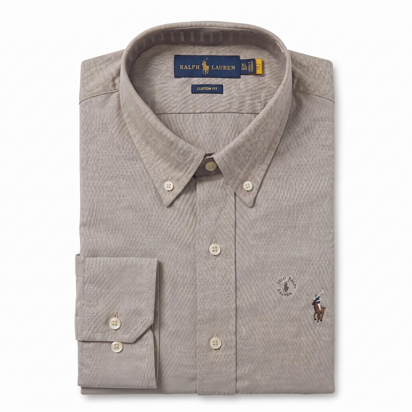 CAMISA OXFORD - BEIGE ARENA - LOGO COLORIDO TRADICIONAL RL