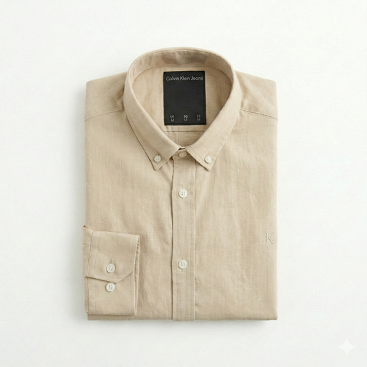 CAMISA LINO - BEIGE - LOGO TRADICIONAL CKL