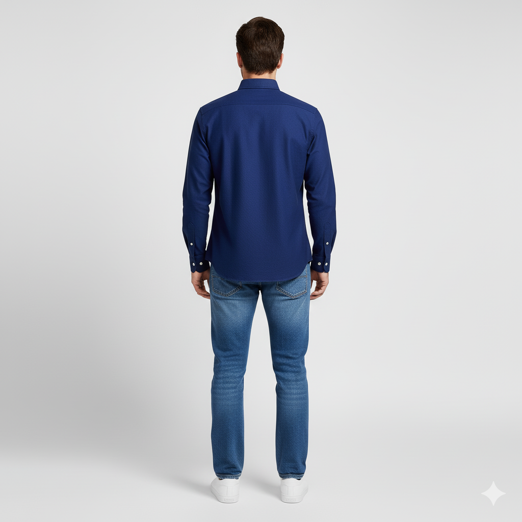 CAMISA OXFORD - AZUL MARINO - LOGO AMARILLO RL