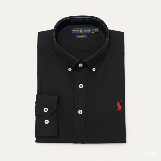 CAMISA TRICOLINI - NEGRO - LOGO COLORIDO ROJO RL