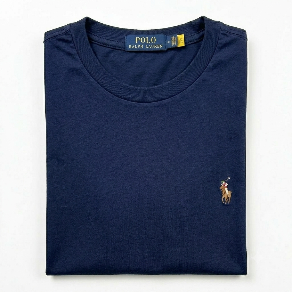 REMERA BASICA CLASICA - AZUL MARINO - LOGO TRADICIONAL - RL