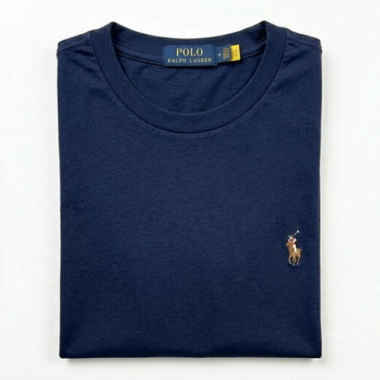 REMERA BASICA CLASICA - AZUL MARINO - LOGO TRADICIONAL - RL