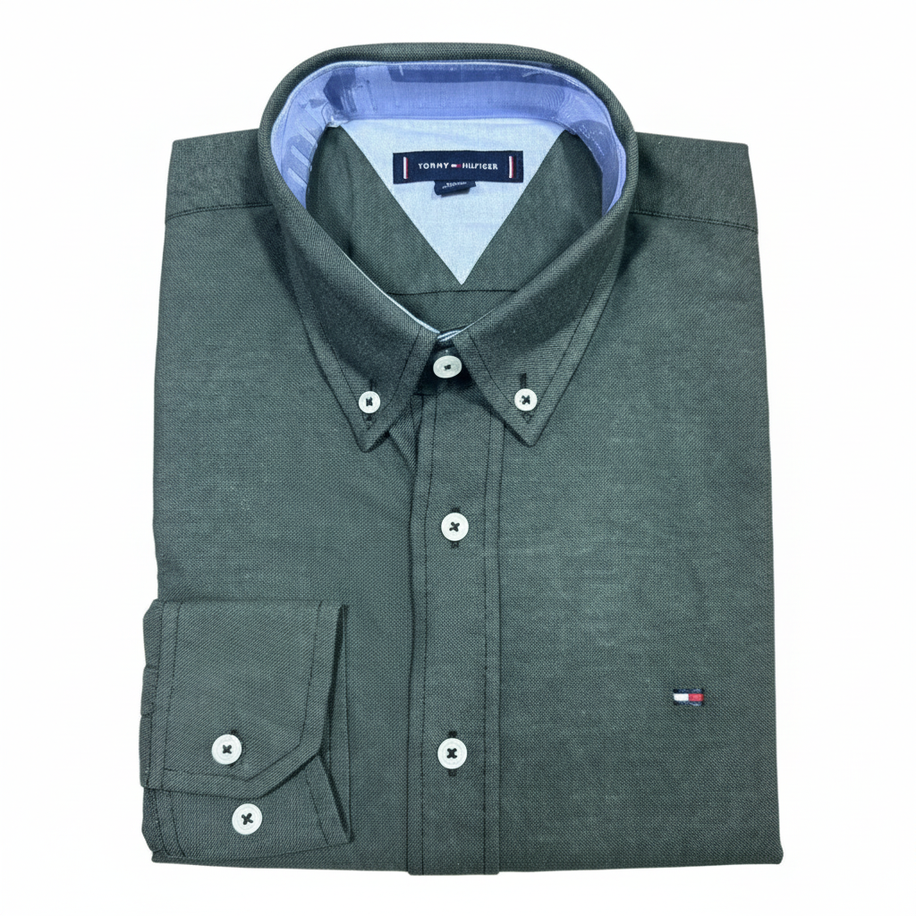CAMISA OXFORD -  VERDE MUSGO - LOGO COLORIDO TRADICIONAL TH