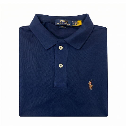 REMERA ESTILO POLO - AZUL MARINO - LOGO TRADICIONAL RL