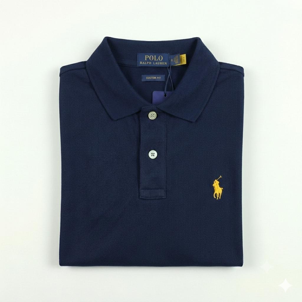 REMERA ESTILO POLO - AZUL MARINO - LOGO MON RL