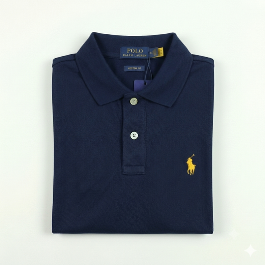 REMERA ESTILO POLO - AZUL MARINO - LOGO MON RL