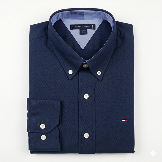 CAMISA OXFORD -  AZUL MARINO - LOGO COLORIDO TRADICIONAL TH