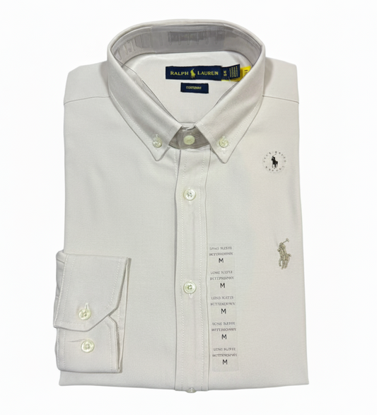 CAMISA OXFORD GRANULADO - BIEGE CLARO - LOGO COLORIDO BEIGE OSCURO RL
