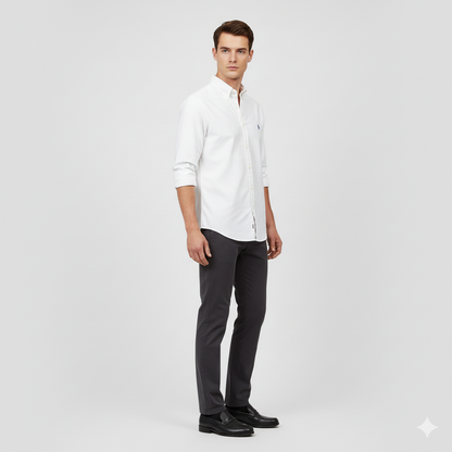 CAMISA OXFORD - BLANCO - LOGO COLORIDO AZUL RL