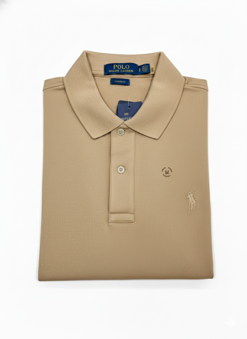 REMERA ESTILO POLO - BEIGE - LOGO TRADICIONAL RL