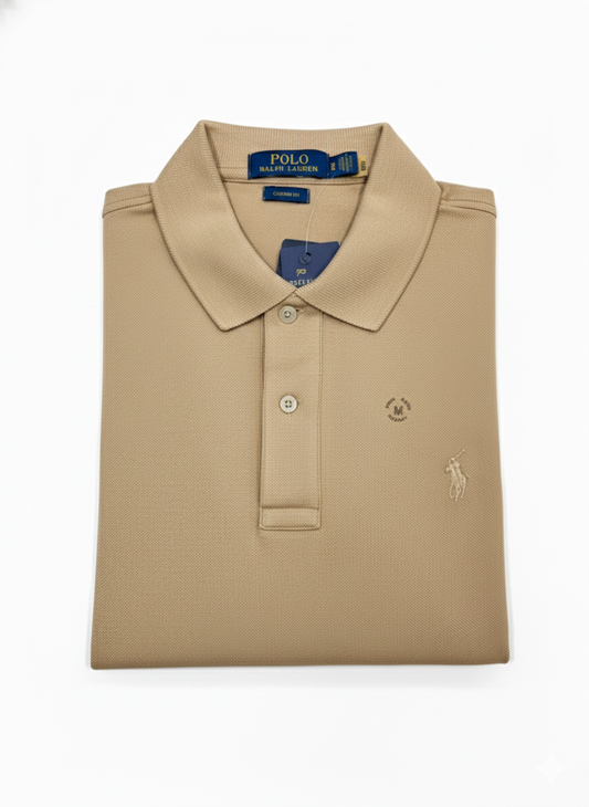 REMERA ESTILO POLO - BEIGE - LOGO TRADICIONAL RL