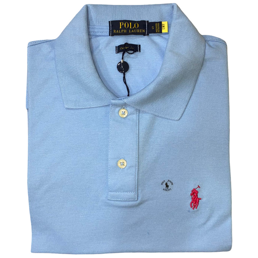 REMERA ESTILO POLO - CELESTE - LOGO TRADICIONAL RL