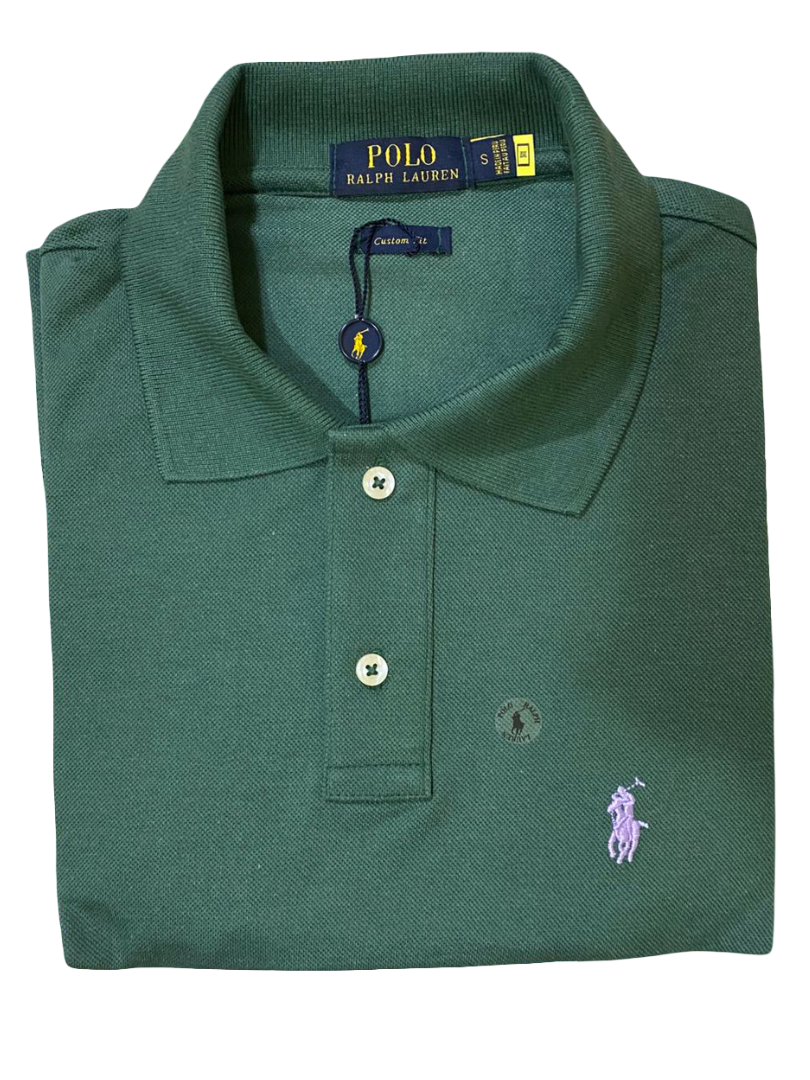 REMERA ESTILO POLO - VERDE MATE - LOGO TRADICIONAL RL