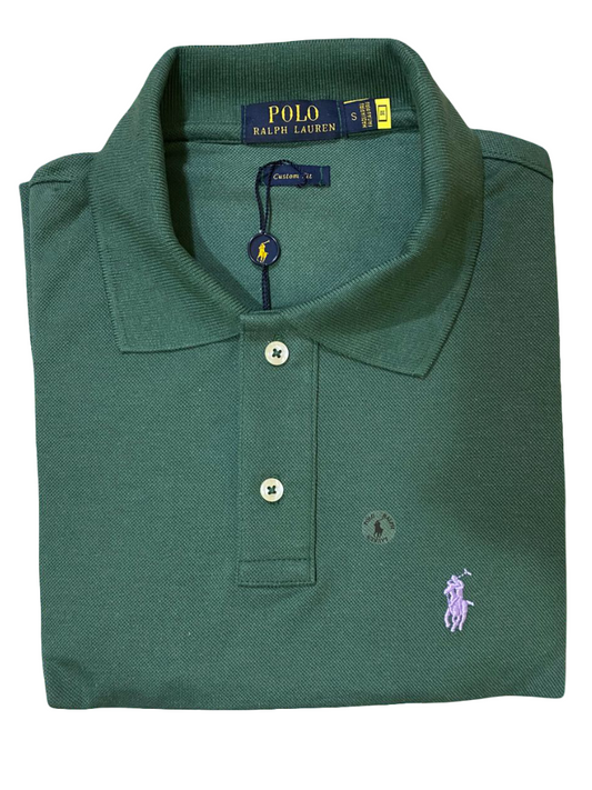 REMERA ESTILO POLO - VERDE MATE - LOGO TRADICIONAL RL