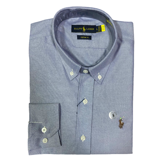 CAMISA OXFORD - JEANS - LOGO COLORIDO TRADICIONAL RL