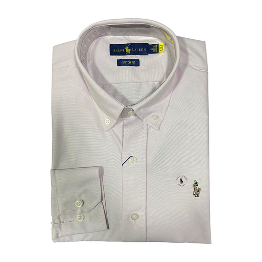 CAMISA OXFORD - ROSA BEBE - LOGO COLORIDO TRADICIONAL RL
