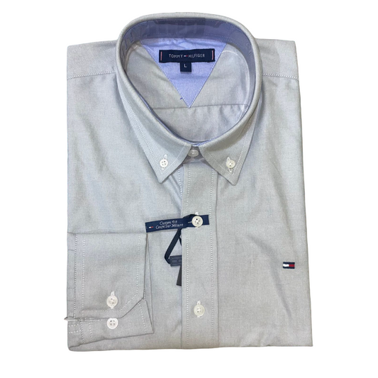 CAMISA OXFORD - GRIS CLARO - LOGO COLORIDO TRADICIONAL TH