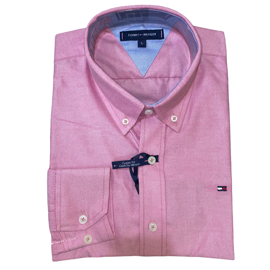 CAMISA OXFORD - ROSA OSCURO - LOGO COLORIDO TRADICIONAL TH