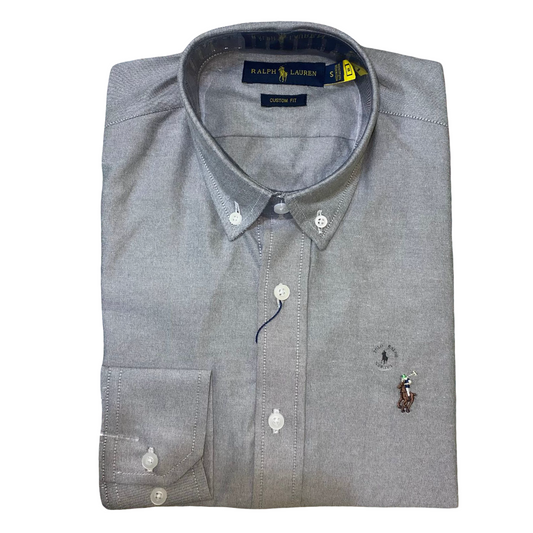 CAMISA OXFORD - GRIS OSCURO - LOGO COLORIDO TRADICIONAL RL