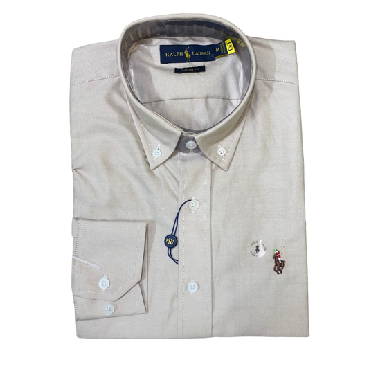 CAMISA OXFORD - BEIGE - LOGO COLORIDO TRADICIONAL RL