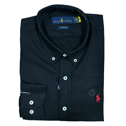 CAMISA OXFORD - NEGRO - LOGO COLORIDO ROJO RL