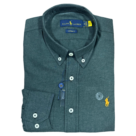 CAMISA OXFORD - VERDE MUSGO - LOGO COLORIDO NARANJA RL