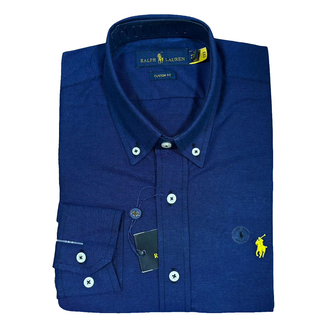 CAMISA OXFORD - AZUL MARINO - LOGO AMARILLO RL
