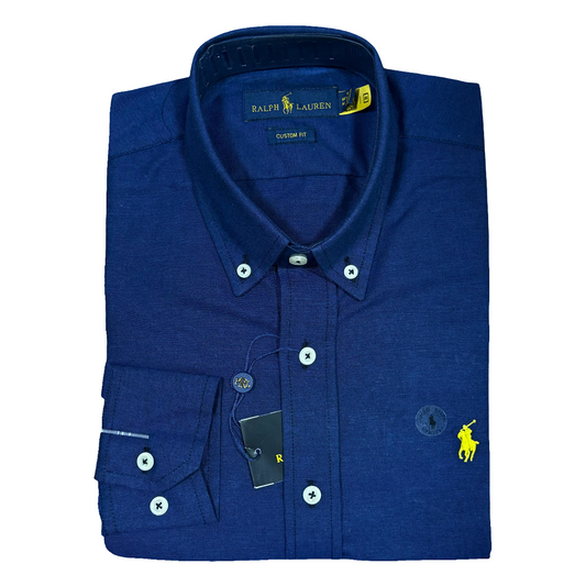CAMISA OXFORD - AZUL MARINO - LOGO AMARILLO RL