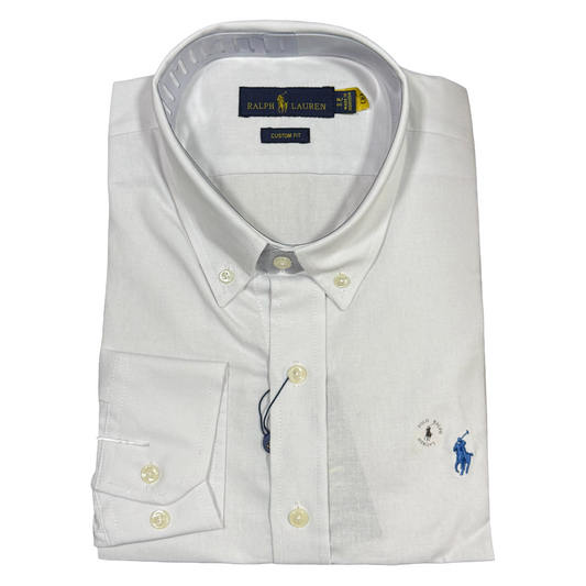 CAMISA OXFORD - BLANCO - LOGO COLORIDO AZUL RL
