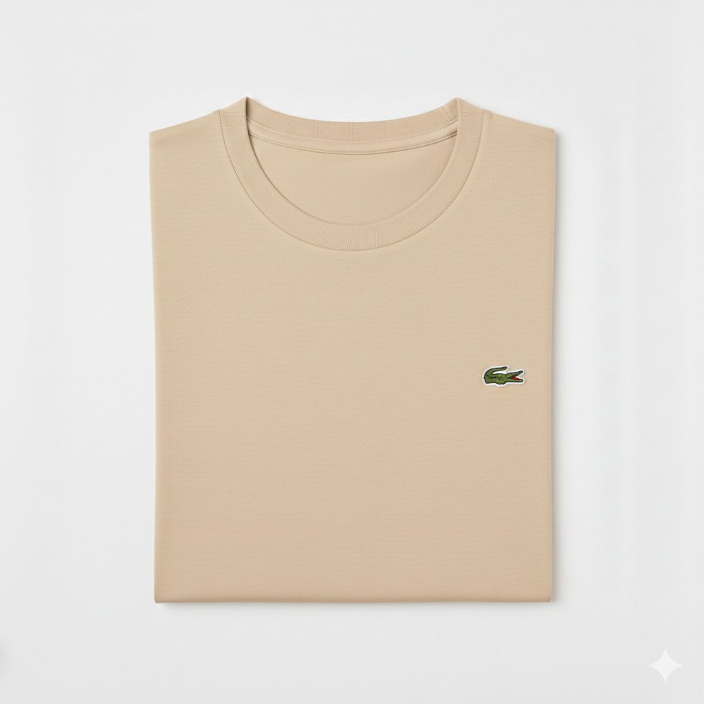 REMERA BASICA CLASICA - BEIGE - LOGO TRADICIONAL - LC