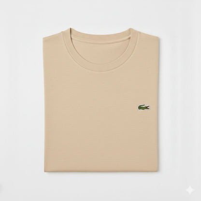 REMERA BASICA CLASICA - BEIGE - LOGO TRADICIONAL - LC