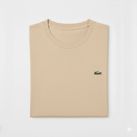 REMERA BASICA CLASICA - BEIGE - LOGO TRADICIONAL - LC